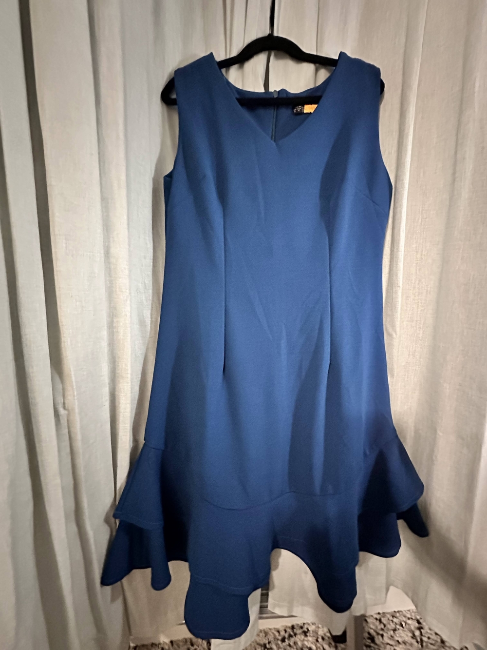 Sleeveless Blue Ruffle-Hem Dress‎ Size Extra Small